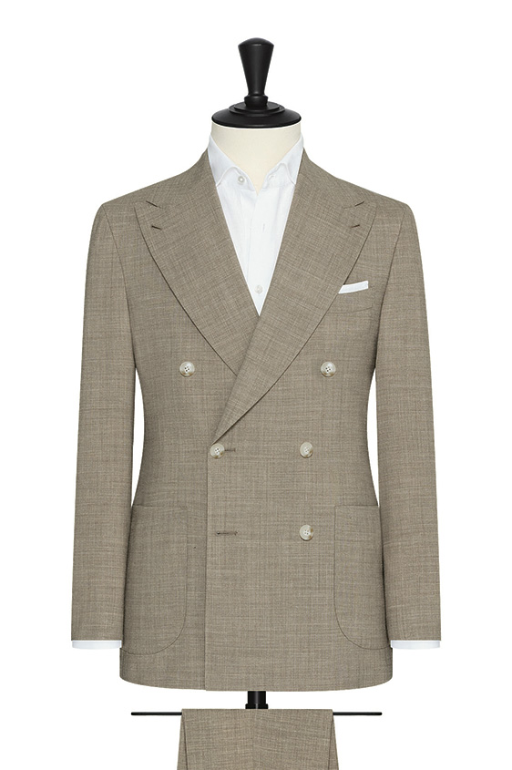 Light taupe stretch wool-linen blend suit
