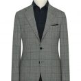Smoke grey 2-ply wool with navy bouclé windowpane suit