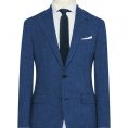 Cobalt blue stretch silk-cotton-wool blend with microstructure suit