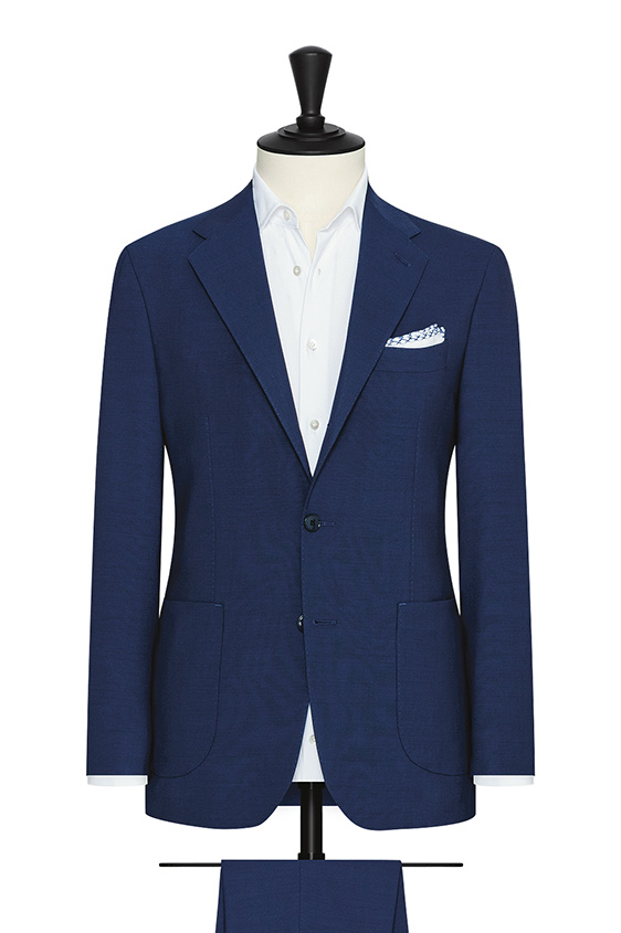 Royal blue stretch 2-ply wool tropical suit