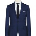 Royal blue-black natural stretch s100 wool with microstructure suit