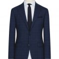 Royal blue-black 2-ply wool with subtle check effect suit