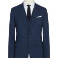 Dark blue stretch wool-linen blend suit