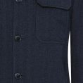 Navy blue stretch wool-linen blend herringbone suit