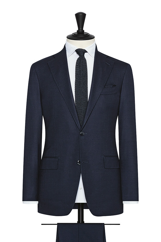 Navy blue stretch wool-silk hopsack suit