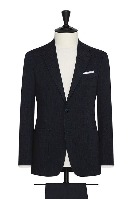 Midnight blue stretch cotton ripstop suit