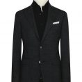 Black stretch wool-linen blend suit