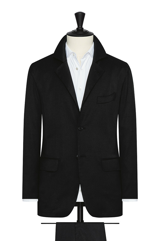 Black stretch wool blend with micro-structure suit
