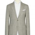 Off-white-taupe wool-silk-linen textured basketweave jacket