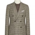 Beige-cedar brown wool-linen houndstooth jacket