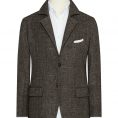 Cedar brown stretch cotton-linen herringbone jacket