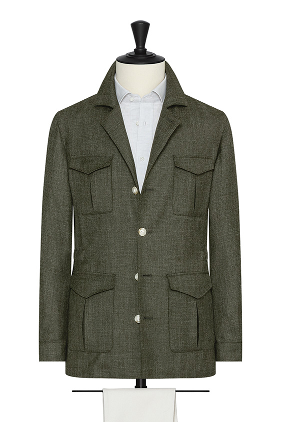 Evergreen wool-silk-linen twill jacket