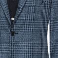 Storm blue wool-silk-linen batavia with navy glencheck jacket