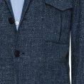 Indigo blue stretch cotton-linen herringbone jacket