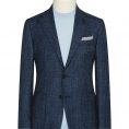 Indigo blue wool-silk-linen twill jacket