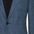 Navy-denim blue wool-linen houndstooth jacket