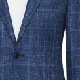 Indigo blue wool-silk-linen batavia with denim blue windowpane jacket