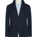 Navy blue cotton blend interlock knit jacket