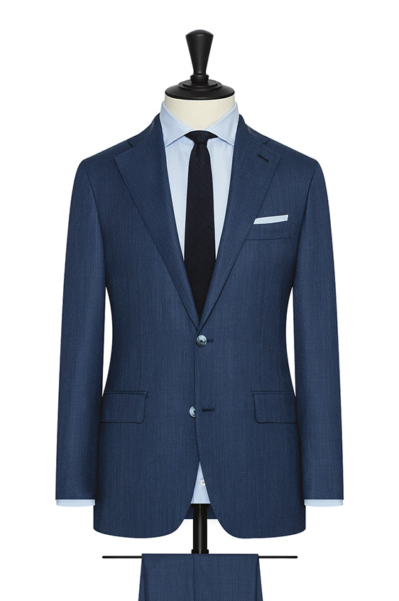 Denim blue s130 wool microweave suit