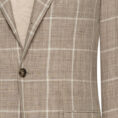 Light taupe linen-wool with off-white windowpane suit