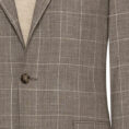 Light taupe wool-silk-linen with off-white windowpane suit