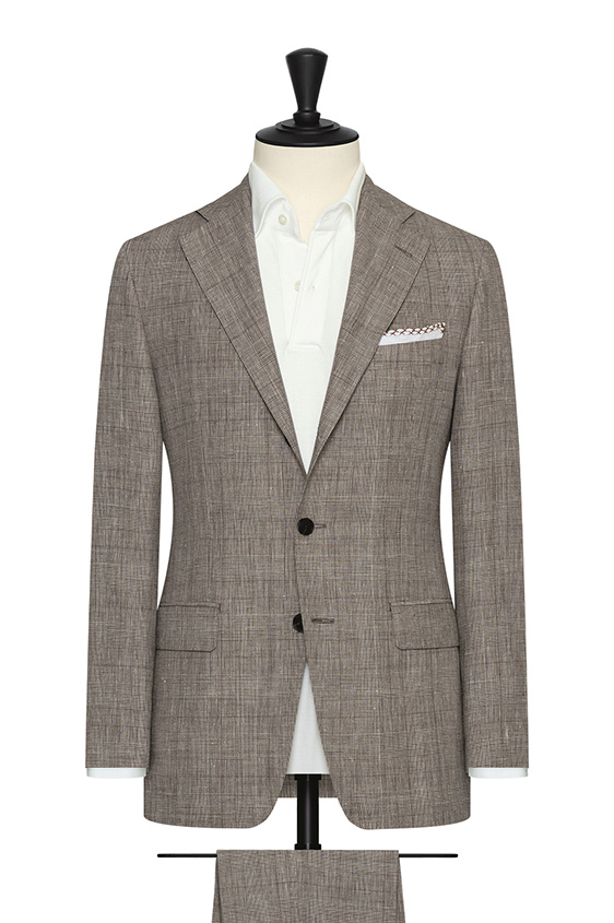 Brown linen-wool with white glencheck suit