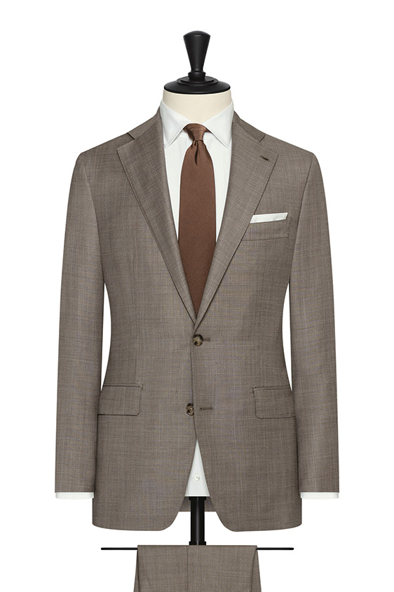 Dark greige s150 wool with light blue check suit