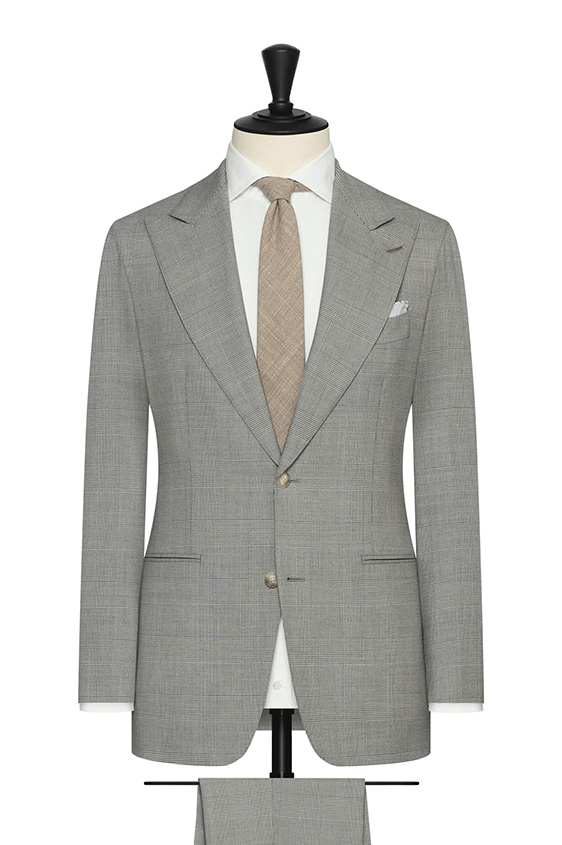 Light grey stretch wool blend with glencheck suit