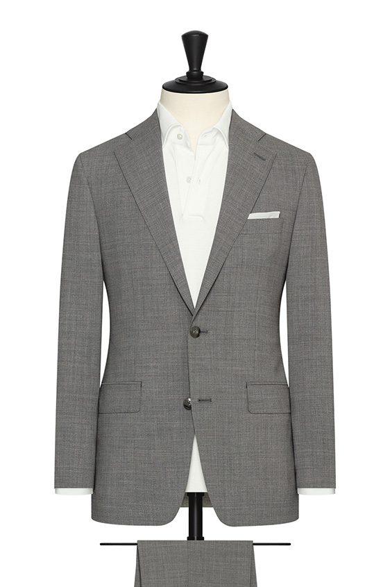 Stone grey stretch mouliné wool tropical suit