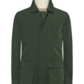 Hunter green stretch water-repellent technical fabric suit