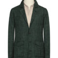 Juniper green wool-silk-linen with glencheck suit