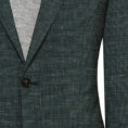 Black & bottle green stretch wool-linen houndstooth suit