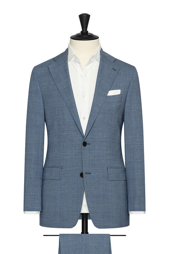 Storm blue stretch wool blend with glencheck suit