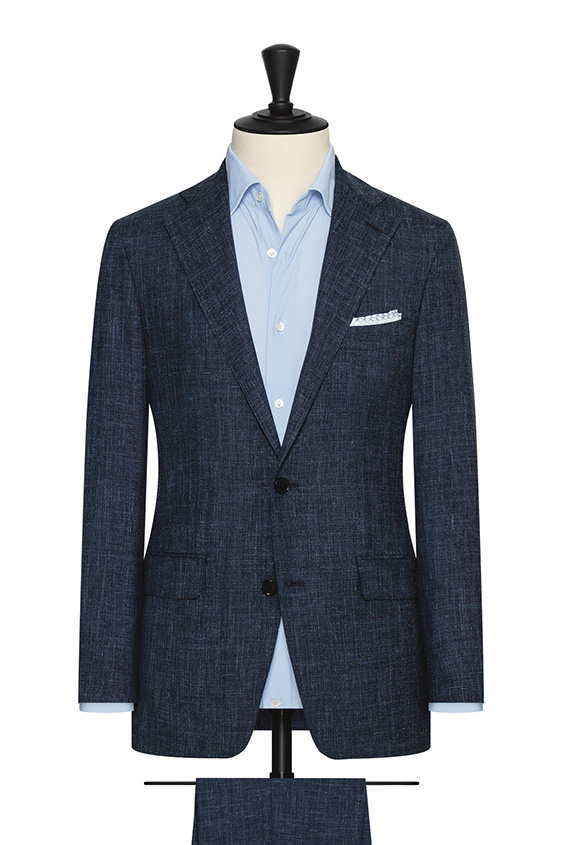 Storm blue wool-silk-linen suit