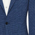 Black-cobalt stretch wool-linen houndstooth suit