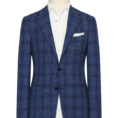 Two blue wool-silk-linen with royal blue check suit