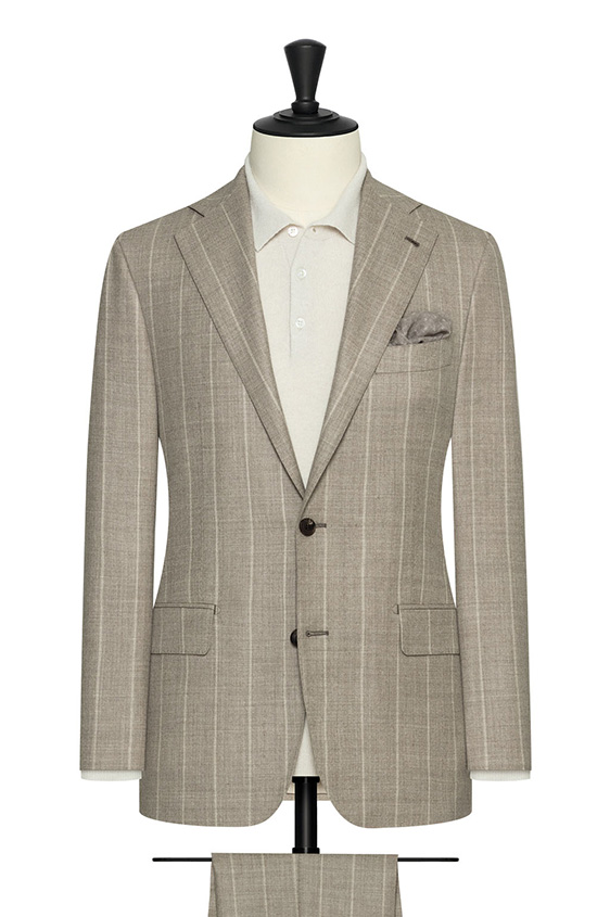 Oatmeal wool with wide sand stripe suit