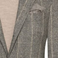 Tan-grey alpaca-linen blend suit with sand stripe