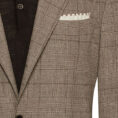 Tan natural stretch wool flannel suit with glencheck