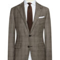 Cedar brown wool suit with glencheck and windowpane