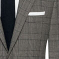 Ash brown stretch wool suit with glencheck