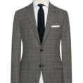 Ash brown stretch wool suit with glencheck