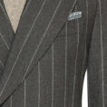 Stone grey stretch wool suit with chalk stripe