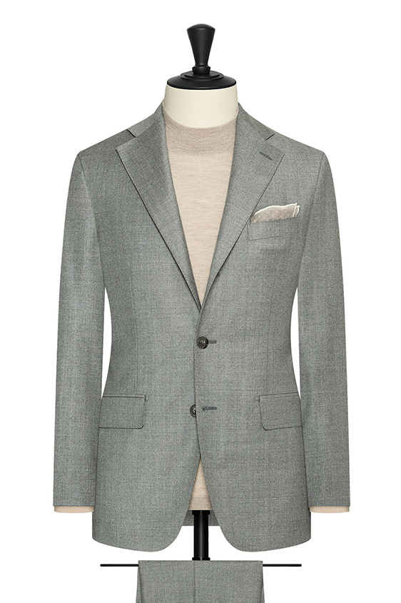 Smoke grey wool twill with brushed look suit