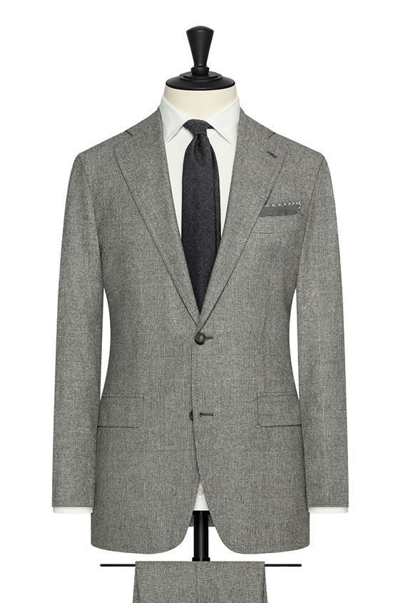 Grey wool-cashmere suit with glencheck