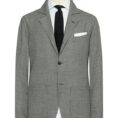 Grey natural stretch wool flannel houndstooth suit