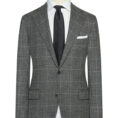 Smoke grey natural stretch wool check suit