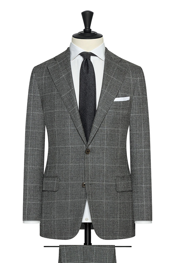 Smoke grey natural stretch wool check suit
