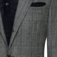 Anthracite wool glencheck suit with dark blue windowpane