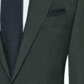 Forest green stretch wool suit with micro-effect